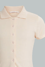 تنزيل الصورة على معرض الصور، Redtag-Beige-Collared-Front-Placket-Top-Plain-Senior-Girls-9 to 14 Years