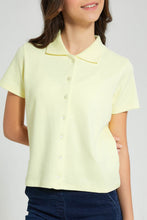 Load image into Gallery viewer, Redtag-Yellow-Collared-Front-Placket-Top-Plain-Senior-Girls-9 to 14 Years
