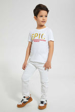 Load image into Gallery viewer, Redtag-White-Epic-Embossed-Print-T-Shirt-Graphic-T-Shirts-Boys-2 to 8 Years