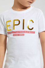 Load image into Gallery viewer, Redtag-White-Epic-Embossed-Print-T-Shirt-Graphic-T-Shirts-Boys-2 to 8 Years