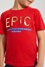 Load image into Gallery viewer, Redtag-Red-Epic-Embossed-Print-T-Shirt-Graphic-T-Shirts-Boys-2 to 8 Years