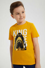 Load image into Gallery viewer, Redtag-Yellow-Sequin-Shark-T-Shirt-All-Over-Prints-Boys-2 to 8 Years
