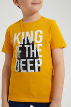 Load image into Gallery viewer, Redtag-Yellow-Sequin-Shark-T-Shirt-All-Over-Prints-Boys-2 to 8 Years