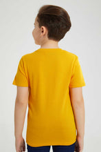 Load image into Gallery viewer, Redtag-Yellow-Sequin-Shark-T-Shirt-All-Over-Prints-Boys-2 to 8 Years