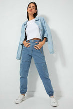Load image into Gallery viewer, Redtag-Lightwash-Denim-Jacket-With-Embroidered-Detail-Jackets-Women's-