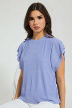 تنزيل الصورة على معرض الصور، Redtag-Blue-Crinkle-Top-Tops-Women's-
