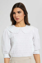 تنزيل الصورة على معرض الصور، Redtag-White-Schiffli-Collar-Detail-Blouse-Blouses-Women's-