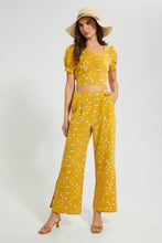 تنزيل الصورة على معرض الصور، Redtag-Yellow-Floral-Front-Ruched-Top-Blouses-Women's-