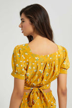 تنزيل الصورة على معرض الصور، Redtag-Yellow-Floral-Front-Ruched-Top-Blouses-Women's-