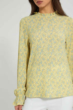 تنزيل الصورة على معرض الصور، Redtag-Yellow-Floral-Print-Top-Blouses-Women's-