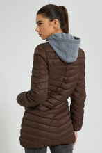 Load image into Gallery viewer, Redtag-Brown-Padded-Jacket-With-Hoodie-Colour:Brown,-Filter:Women's-Clothing,-New-In,-New-In-Women,-Non-Sale,-S22A,-Section:Women,-Women-Jackets-Women's-