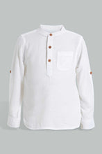 Load image into Gallery viewer, Redtag-White-Twill-Mandarin-Shirt-Casual-Shirts-Infant-Boys-3 to 24 Months