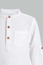 Load image into Gallery viewer, Redtag-White-Twill-Mandarin-Shirt-Casual-Shirts-Infant-Boys-3 to 24 Months
