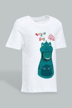 تنزيل الصورة على معرض الصور، Redtag-White-Animal-Apllique-Short-Slv-Tshirt-All-Over-Prints-Infant-Boys-3 to 24 Months