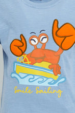 تنزيل الصورة على معرض الصور، Redtag-Blue-Crab-Slub-Short-Slv-Tshirt-All-Over-Prints-Infant-Boys-3 to 24 Months