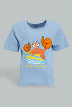 تنزيل الصورة على معرض الصور، Redtag-Blue-Crab-Slub-Short-Slv-Tshirt-All-Over-Prints-Infant-Boys-3 to 24 Months
