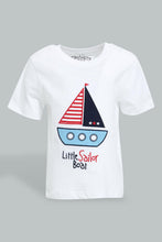 تنزيل الصورة على معرض الصور، Redtag-White-Ship-Apllique-Nautical-Short-Slv-Tshirt-All-Over-Prints-Infant-Boys-3 to 24 Months