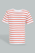 تنزيل الصورة على معرض الصور، Redtag-Red-Striped-Nautical-Short-Sleeve-Tshirt-All-Over-Prints-Infant-Boys-3 to 24 Months