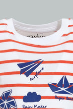 تنزيل الصورة على معرض الصور، Redtag-Red-Striped-Nautical-Short-Sleeve-Tshirt-All-Over-Prints-Infant-Boys-3 to 24 Months