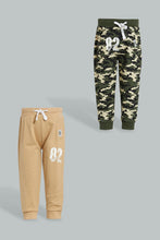 Load image into Gallery viewer, Redtag-Beige-And-Green-Camo-Printed-Active-Pant-(2-Pack)-Colour:Green,-Filter:Infant-Boys-(3-to-24-Mths),-Infant-Boys-Joggers,-New-In,-New-In-INB,-Non-Sale,-S22B,-Section:Kidswear-Infant-Boys-3 to 24 Months