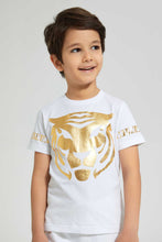 تنزيل الصورة على معرض الصور، Redtag-White-Tiger-Print--T-Shirt-And-Short-Sets-Boys-2 to 8 Years