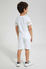 تنزيل الصورة على معرض الصور، Redtag-White-Tiger-Print--T-Shirt-And-Short-Sets-Boys-2 to 8 Years