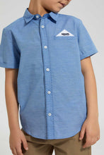 Load image into Gallery viewer, Redtag-Blue-Short-Sleeve-Pocket-Square-Shirt-Casual-Shirts-Boys-2 to 8 Years