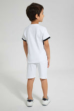 تنزيل الصورة على معرض الصور، Redtag-White-Henley-And-Short-Set-Sets-Boys-2 to 8 Years