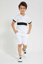 تنزيل الصورة على معرض الصور، Redtag-White-Henley-And-Short-Set-Sets-Boys-2 to 8 Years