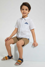 Load image into Gallery viewer, Redtag-White-Short-Sleeve-Pocket-Square-Shirt-Casual-Shirts-Boys-2 to 8 Years