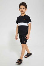 Load image into Gallery viewer, Redtag-Black-Henley-And-Short-Set-Sets-Boys-2 to 8 Years