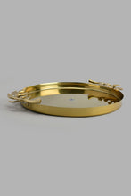 Load image into Gallery viewer, Redtag-Gold-Round-Tray-Category:Trays,-Colour:Gold,-DANDELION,-Filter:Home-Dining,-HMW-DIN-Sew-Serveware,-New-In,-New-In-HMW-DIN,-Non-Sale,-S22B,-Section:Homewares-Home-Dining-