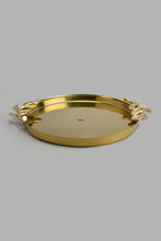 Load image into Gallery viewer, Redtag-Gold-Round-Tray-Category:Trays,-Colour:Gold,-DANDELION,-Filter:Home-Dining,-HMW-DIN-Sew-Serveware,-New-In,-New-In-HMW-DIN,-Non-Sale,-S22B,-Section:Homewares-Home-Dining-