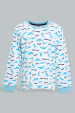 تنزيل الصورة على معرض الصور، Redtag-White-And-Blue-Dino-4-Pack-Long-Pyjama-Set-Set-Pyjama-Sets-Infant-Boys-3 to 24 Months