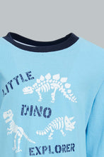 تنزيل الصورة على معرض الصور، Redtag-White-And-Blue-Dino-4-Pack-Long-Pyjama-Set-Set-Pyjama-Sets-Infant-Boys-3 to 24 Months
