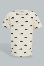 تنزيل الصورة على معرض الصور، Redtag-Oatmarl-Dino-Printed-Short-Slv-T-Shirt-Colour:Ecru,-Filter:Infant-Boys-(3-to-24-Mths),-Infant-Boys-T-Shirts,-New-In,-New-In-INB,-Non-Sale,-S22B,-Section:Kidswear,-TBL-Infant-Boys-3 to 24 Months