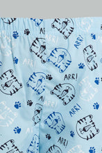 تنزيل الصورة على معرض الصور، Redtag-Blue-Tiger-Printed-Woven-Short-Pj-Set-(2-Pack)-Pyjama-Sets-Infant-Boys-3 to 24 Months