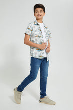 Load image into Gallery viewer, Redtag-White-Allover-Print-Shirt-With-T-Shirt-Casual-Shirts-Senior-Boys-9 to 14 Years