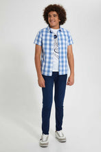 Load image into Gallery viewer, Redtag-Blue-Check-With-T-Shirt-Casual-Shirts-Senior-Boys-9 to 14 Years