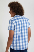 Load image into Gallery viewer, Redtag-Blue-Check-With-T-Shirt-Casual-Shirts-Senior-Boys-9 to 14 Years