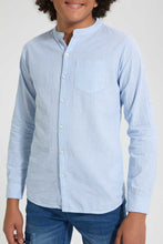 Load image into Gallery viewer, Redtag-Sky-Blue-Seer-Sucker-Stripe-Casual-Shirt-Casual-Shirts-Senior-Boys-9 to 14 Years