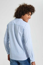 Load image into Gallery viewer, Redtag-Sky-Blue-Seer-Sucker-Stripe-Casual-Shirt-Casual-Shirts-Senior-Boys-9 to 14 Years