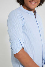 Load image into Gallery viewer, Redtag-Sky-Blue-Seer-Sucker-Stripe-Casual-Shirt-Casual-Shirts-Senior-Boys-9 to 14 Years