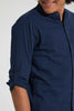 Redtag-Navy-Seer-Sucker-Solid-Casual-Shirt-Casual-Shirts-Senior-Boys-9 to 14 Years