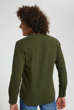 Load image into Gallery viewer, Redtag-Olive-Seer-Sucker-Solid-Casual-Shirt-Casual-Shirts-Senior-Boys-9 to 14 Years