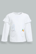 تنزيل الصورة على معرض الصور، Redtag-White-Bunny-Embellished-Fashion-Tee-Graphic-Prints-Infant-Girls-3 to 24 Months