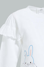 تنزيل الصورة على معرض الصور، Redtag-White-Bunny-Embellished-Fashion-Tee-Graphic-Prints-Infant-Girls-3 to 24 Months