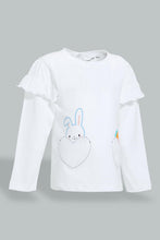 تنزيل الصورة على معرض الصور، Redtag-White-Bunny-Embellished-Fashion-Tee-Graphic-Prints-Infant-Girls-3 to 24 Months