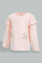 تنزيل الصورة على معرض الصور، Redtag-Pink-Butterfly-Applique-Fashion-T-Shirt-Embellished-Infant-Girls-3 to 24 Months