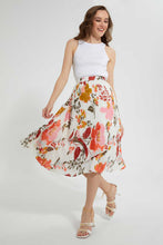 Load image into Gallery viewer, White Floral Pleated Skirt